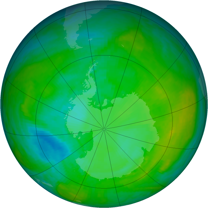 Antarctic ozone map for 12 January 1983
